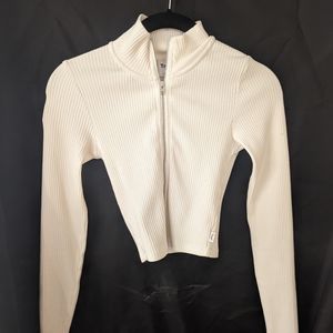 TNA Ribbed Crop Zip Up Sweater NWOT